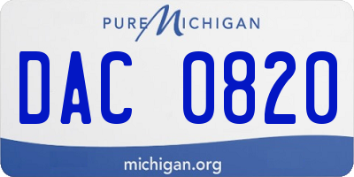 MI license plate DAC0820