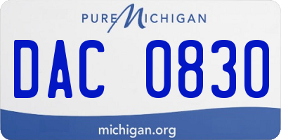 MI license plate DAC0830