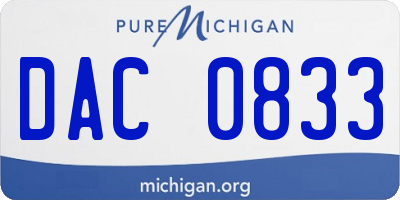 MI license plate DAC0833