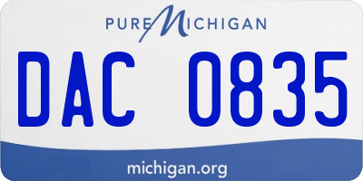 MI license plate DAC0835