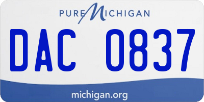 MI license plate DAC0837