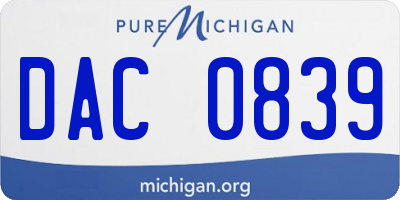 MI license plate DAC0839