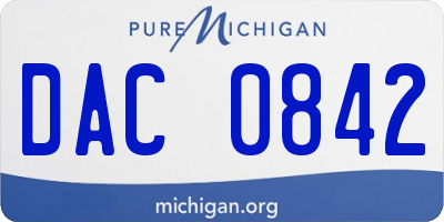 MI license plate DAC0842