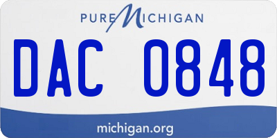 MI license plate DAC0848