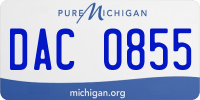 MI license plate DAC0855