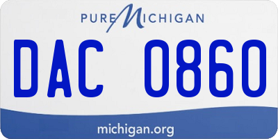 MI license plate DAC0860
