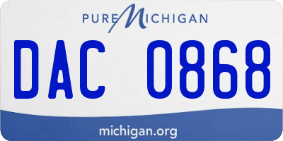 MI license plate DAC0868