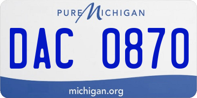 MI license plate DAC0870