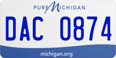 MI license plate DAC0874