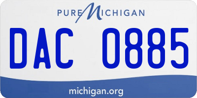 MI license plate DAC0885