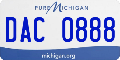 MI license plate DAC0888