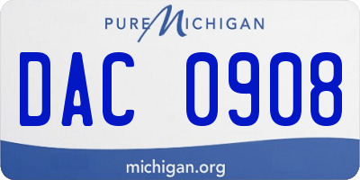 MI license plate DAC0908