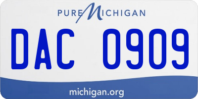 MI license plate DAC0909