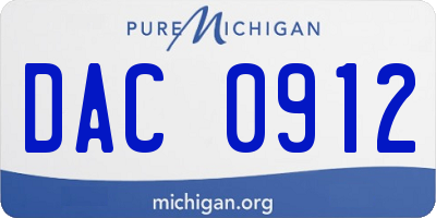 MI license plate DAC0912