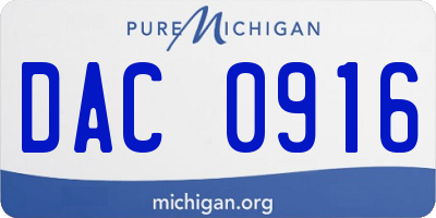 MI license plate DAC0916