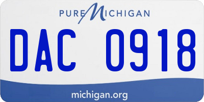 MI license plate DAC0918