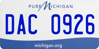 MI license plate DAC0926