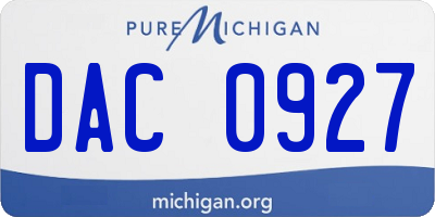 MI license plate DAC0927