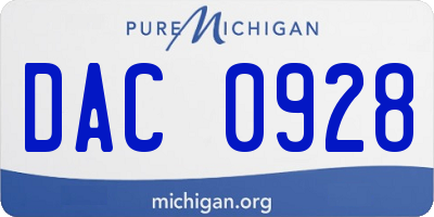 MI license plate DAC0928