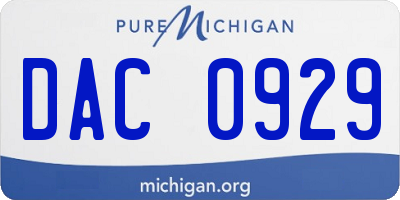 MI license plate DAC0929