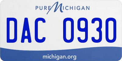 MI license plate DAC0930