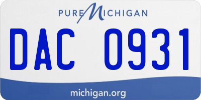 MI license plate DAC0931