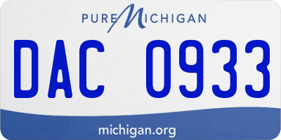MI license plate DAC0933