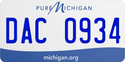 MI license plate DAC0934