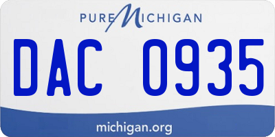 MI license plate DAC0935