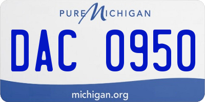 MI license plate DAC0950