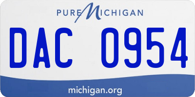 MI license plate DAC0954