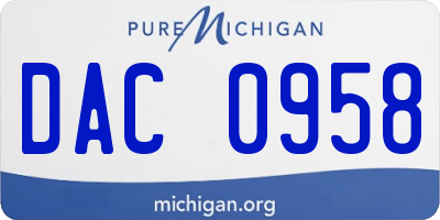 MI license plate DAC0958