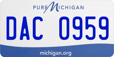 MI license plate DAC0959