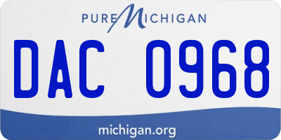 MI license plate DAC0968