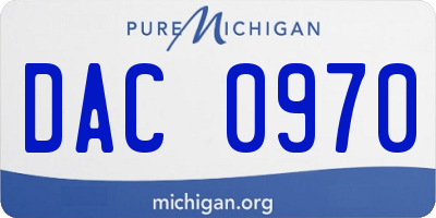 MI license plate DAC0970