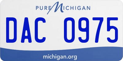 MI license plate DAC0975