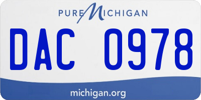 MI license plate DAC0978