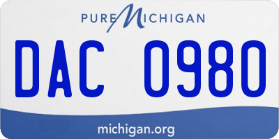 MI license plate DAC0980
