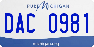 MI license plate DAC0981