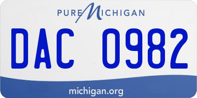MI license plate DAC0982