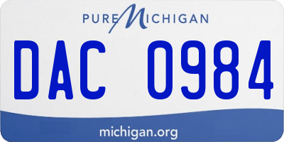 MI license plate DAC0984