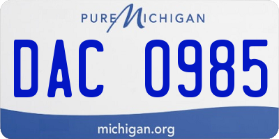 MI license plate DAC0985