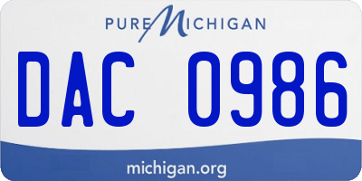 MI license plate DAC0986