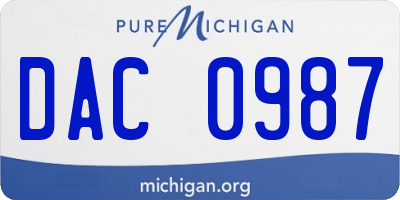 MI license plate DAC0987
