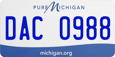 MI license plate DAC0988