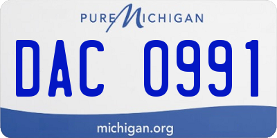 MI license plate DAC0991