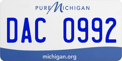 MI license plate DAC0992