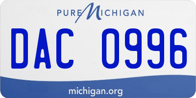 MI license plate DAC0996