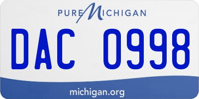 MI license plate DAC0998