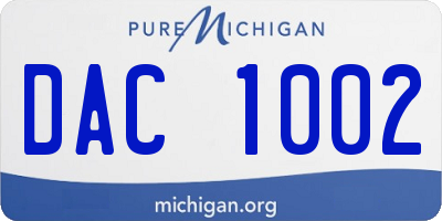 MI license plate DAC1002